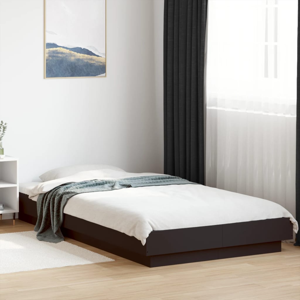 Bed Frame with LED Lights without Mattress Black 90x190cm