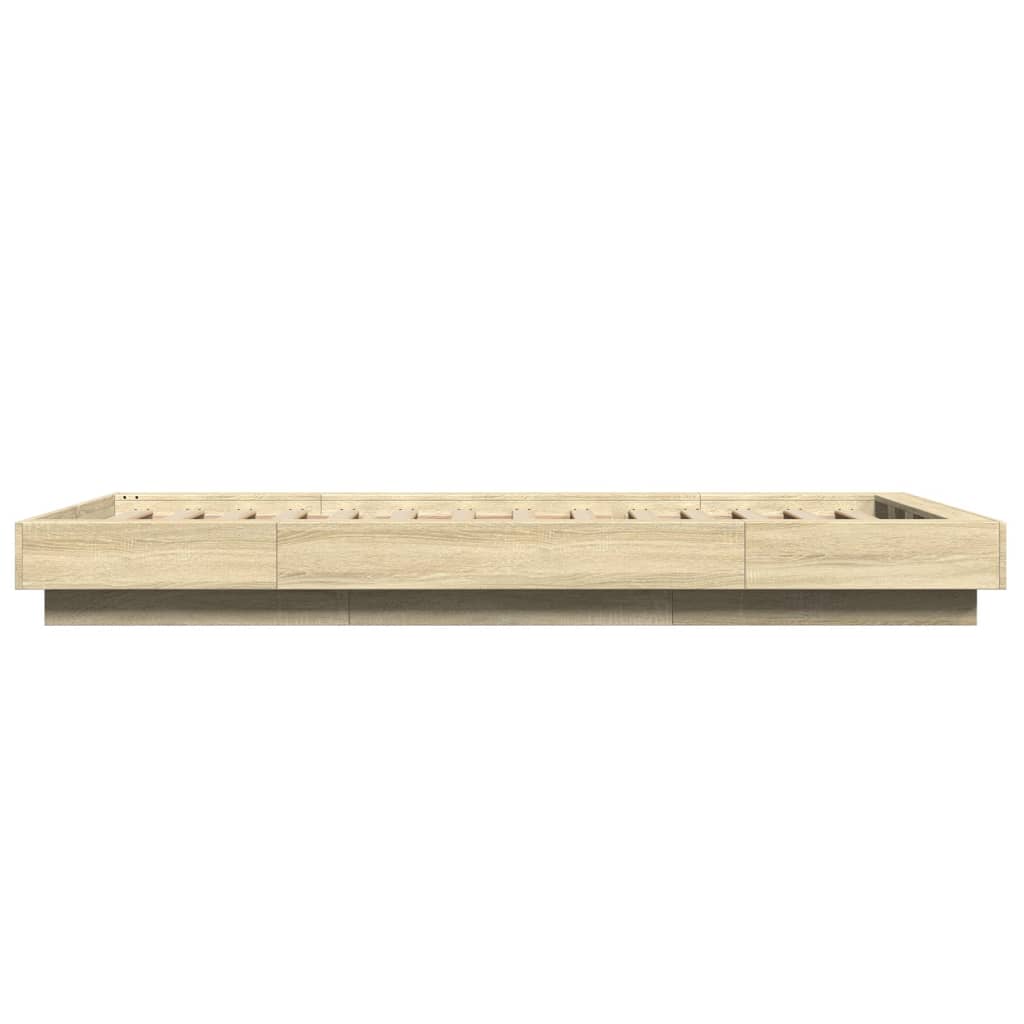 Bed Frame with LED Lights without Mattress Sonoma Oak 90x190cm