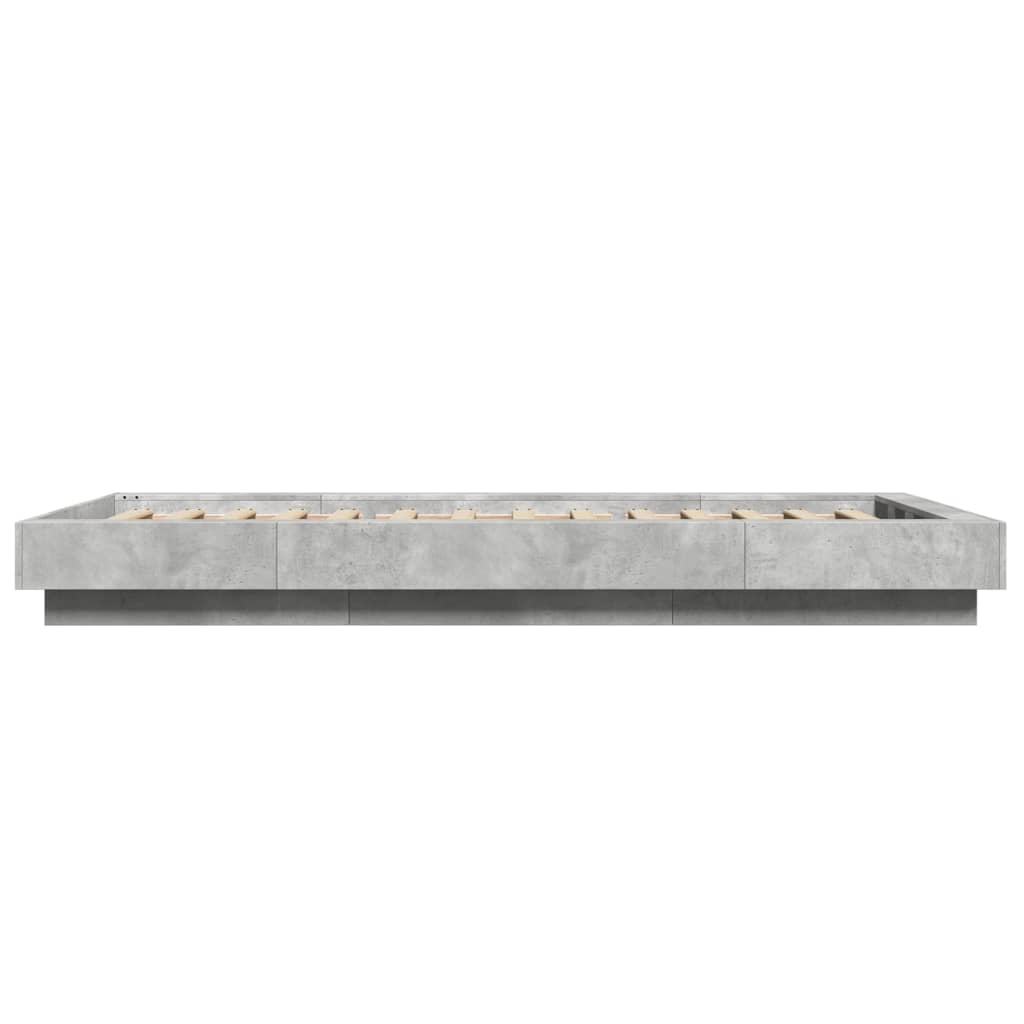 vidaXL Bed Frame with LED Lights without Mattress Concrete Grey 90x190cm