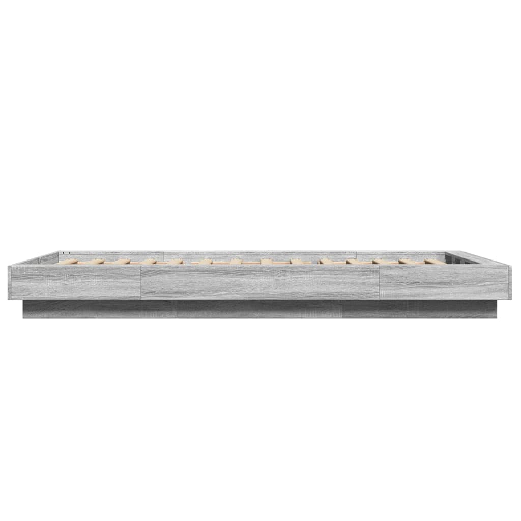 vidaXL Bed Frame with LED Lights without Mattress Grey Sonoma 90x190cm