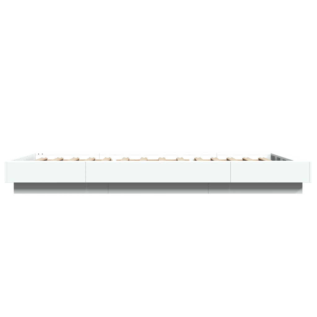 Bed Frame with LED Lights without Mattress White 75x190cm
