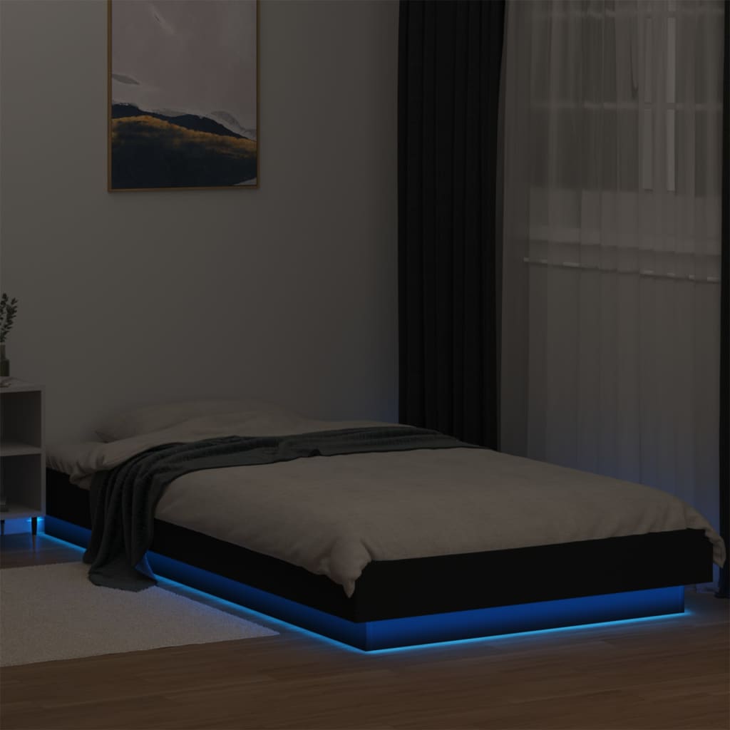 vidaXL Bed Frame with LED Lights without Mattress Black 75x190cm