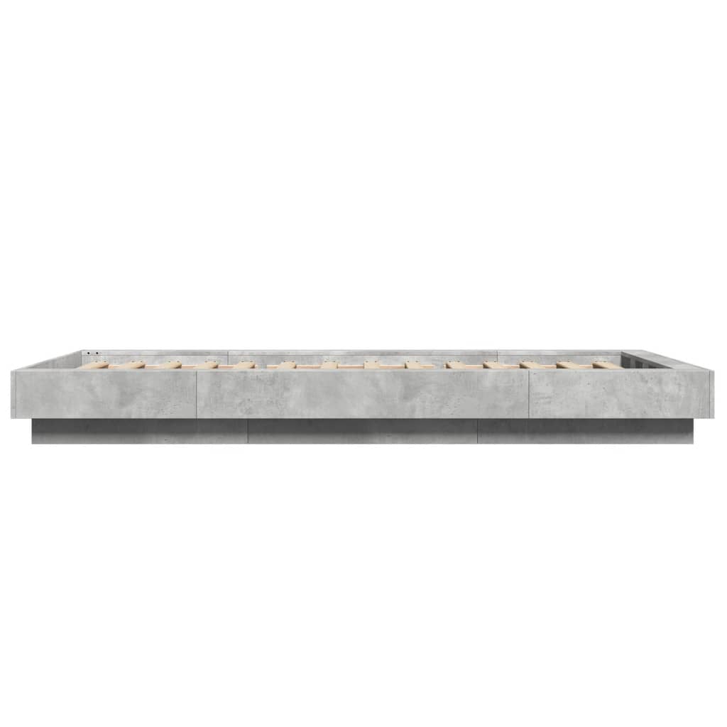 vidaXL Bed Frame with LED Lights without Mattress Concrete Grey 75x190cm