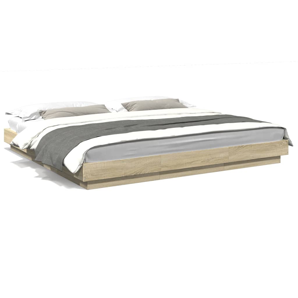 Bed Frame without Mattress Sonoma Oak 200x200 cm