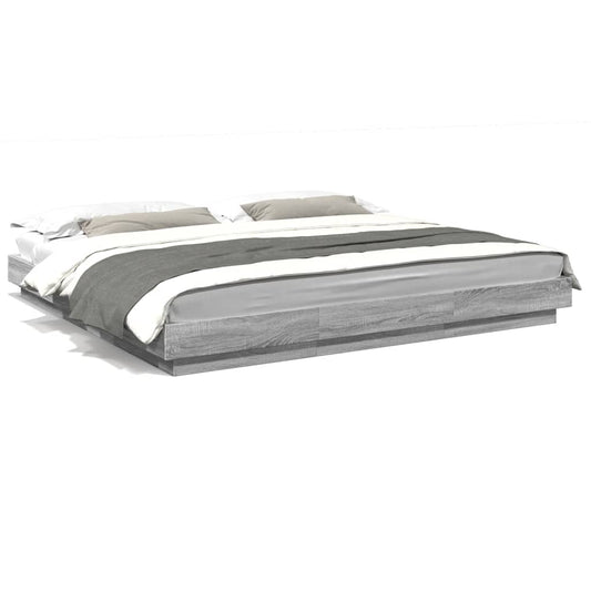 vidaXL Bed Frame without Mattress Grey Sonoma 200x200 cm