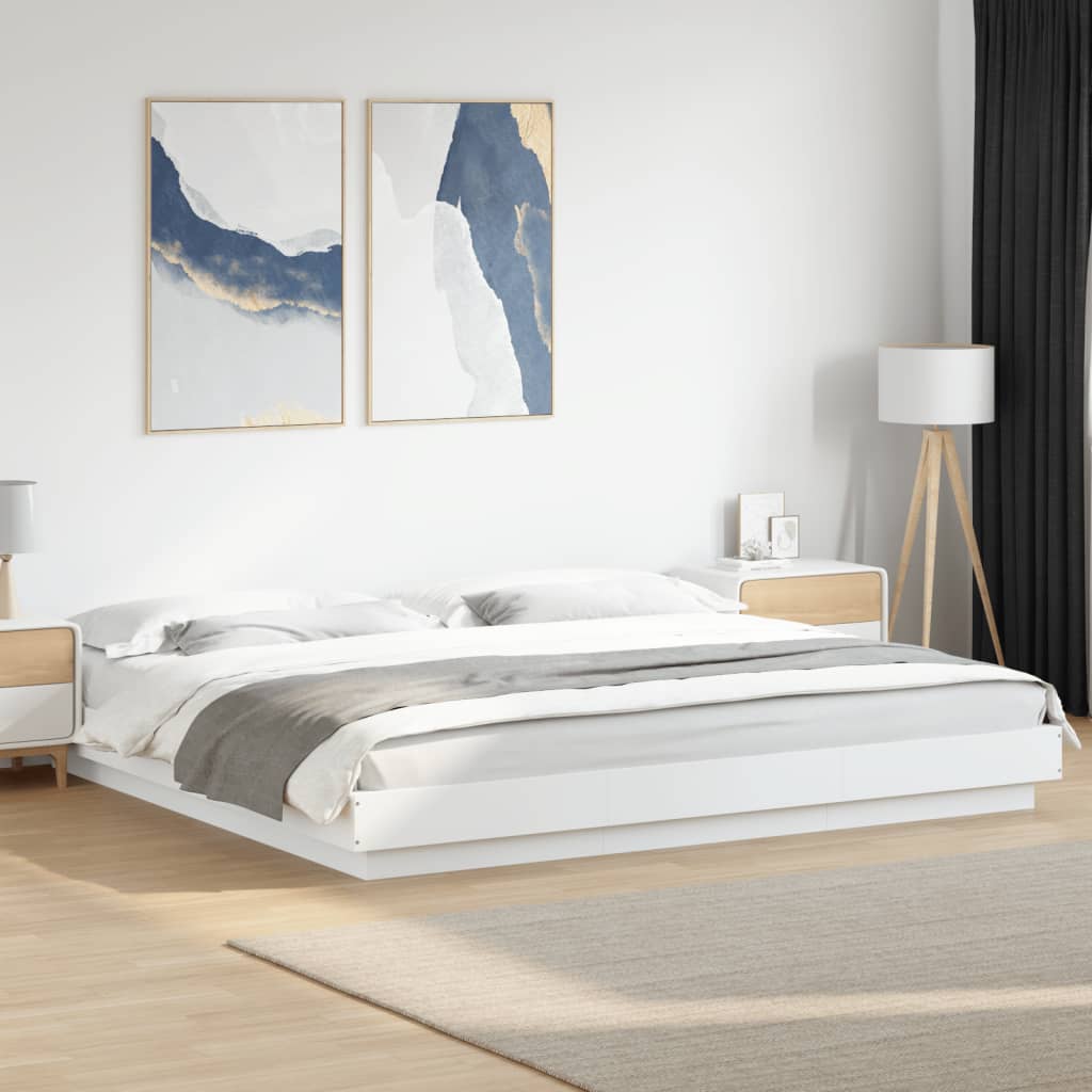 vidaXL Bed Frame without Mattress White 180x200 cm Super King