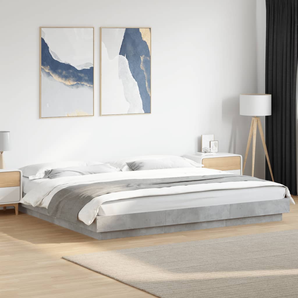 vidaXL Bed Frame without Mattress Concrete Grey 180x200 cm Super King