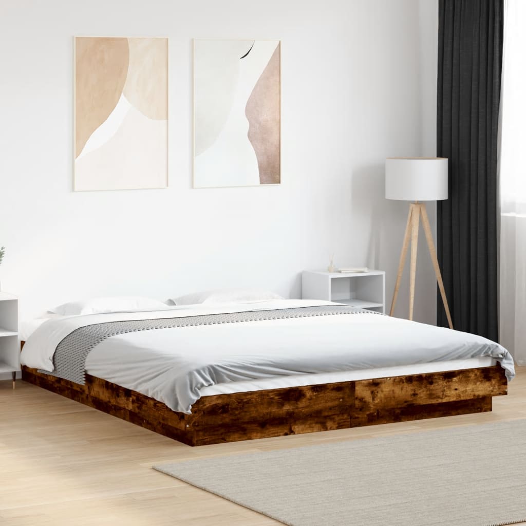 vidaXL Bed Frame without Mattress Smoked Oak 160x200 cm