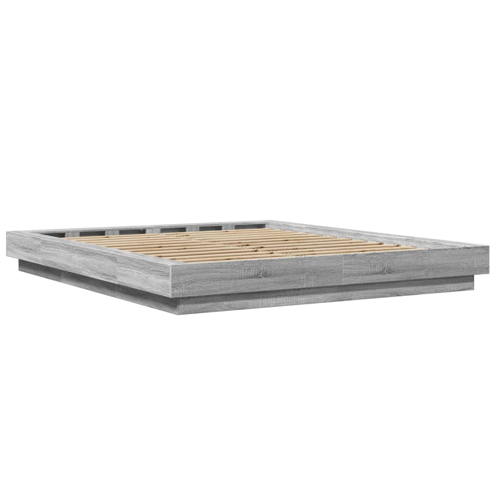 Bed Frame without Mattress Grey Sonoma 160x200 cm