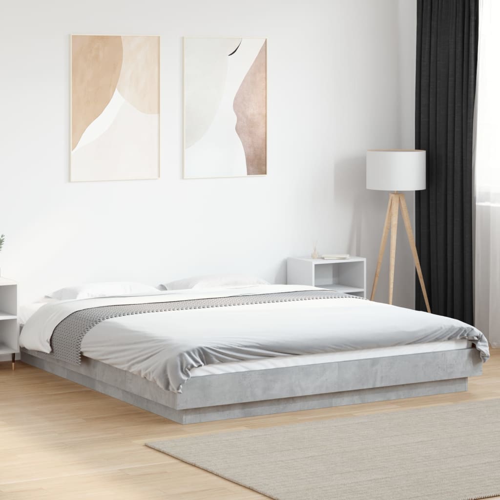 vidaXL Bed Frame without Mattress Concrete Grey 150x200 cm King Size