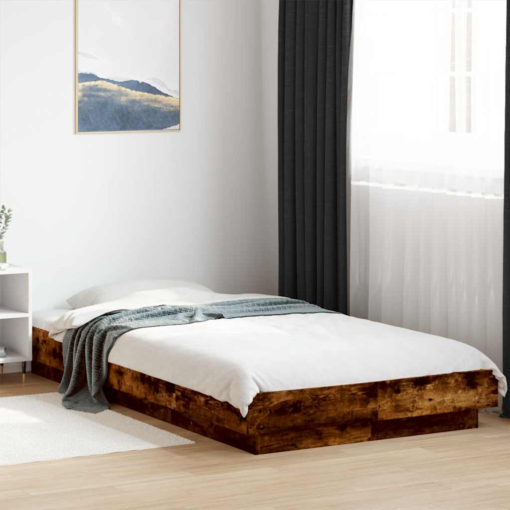 Bed Frame without Mattress Smoked Oak 100x200 cm