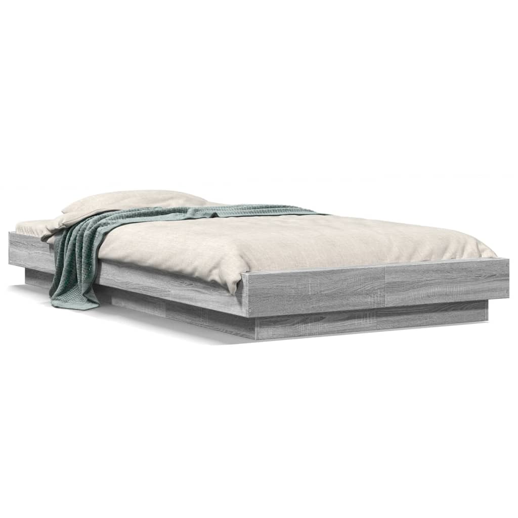 Bed Frame without Mattress Grey Sonoma 90x200 cm