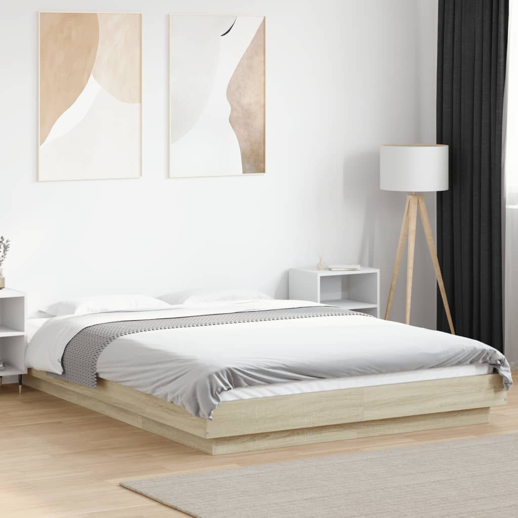 Bed Frame without Mattress Sonoma Oak 135x190 cm Double
