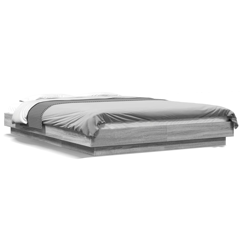Bed Frame without Mattress Grey Sonoma 135x190 cm Double