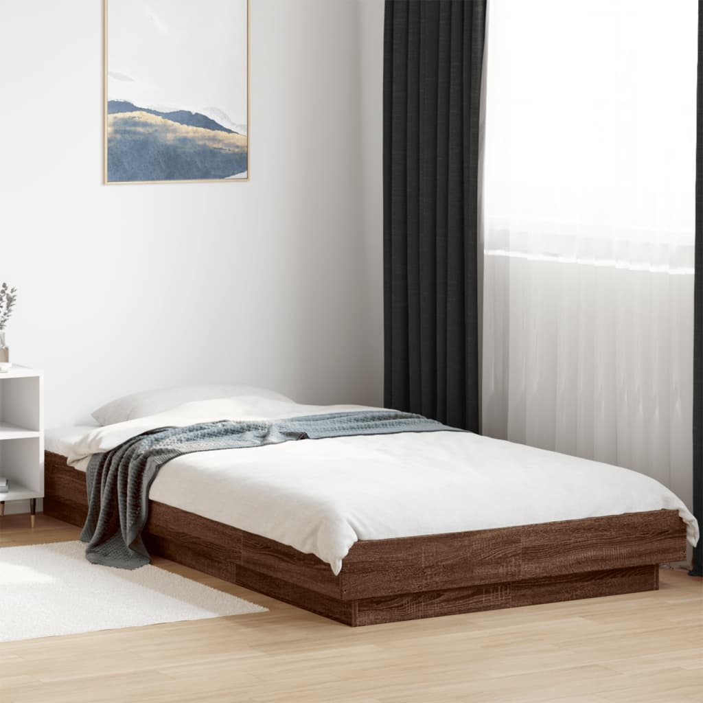 vidaXL Bed Frame without Mattress Brown Oak 90x190 cm Single