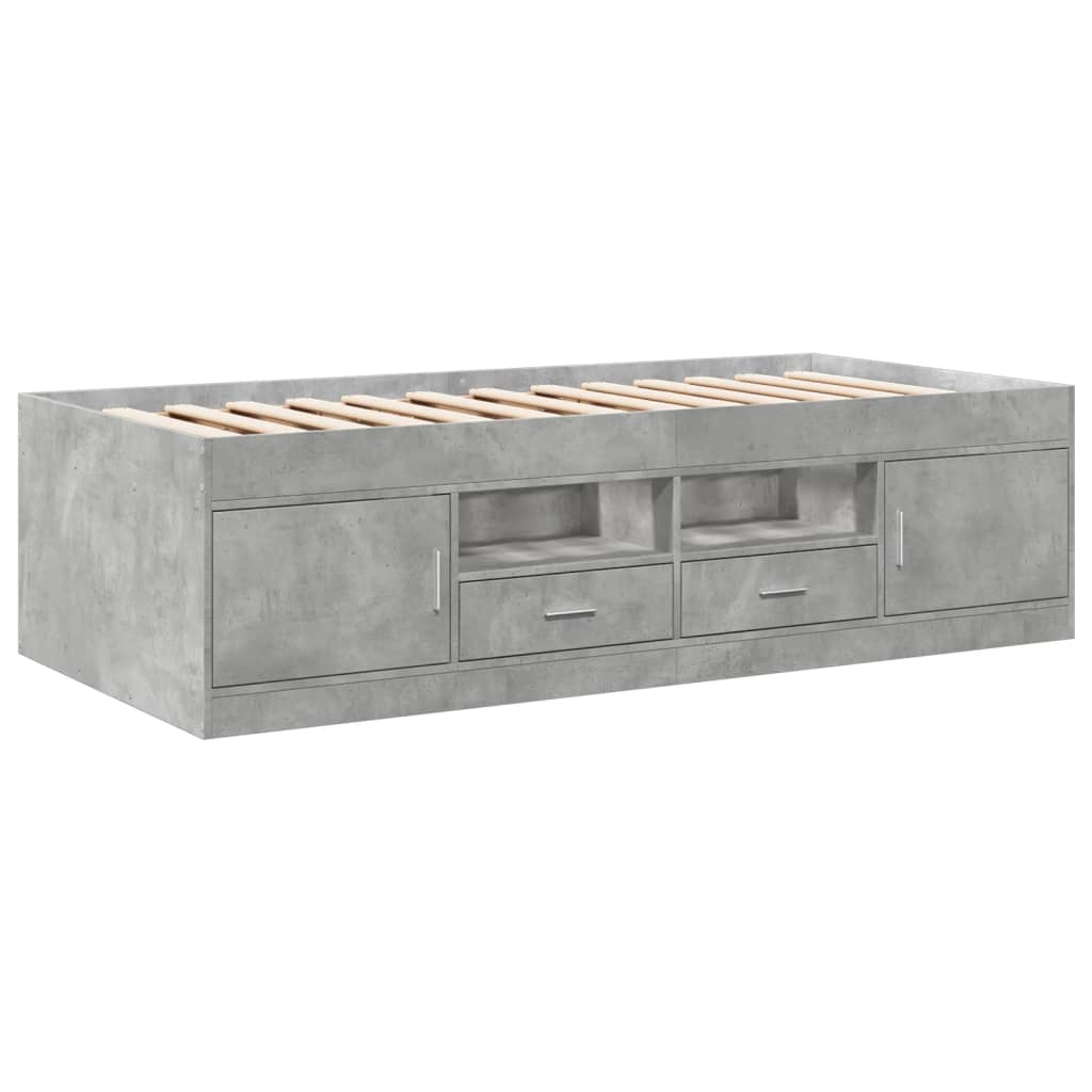 vidaXL Daybed with Drawers without Mattress Concrete Grey 100x200 cm