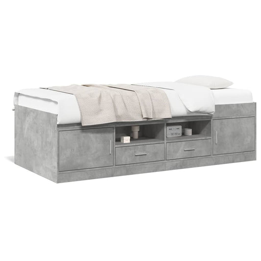 vidaXL Daybed with Drawers without Mattress Concrete Grey 100x200 cm