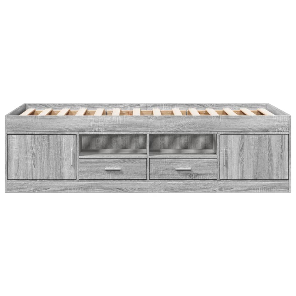 vidaXL Daybed with Drawers without Mattress Grey Sonoma 100x200 cm