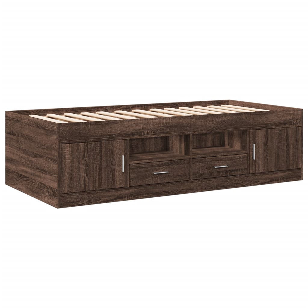 vidaXL Daybed with Drawers without Mattress Brown Oak 100x200 cm