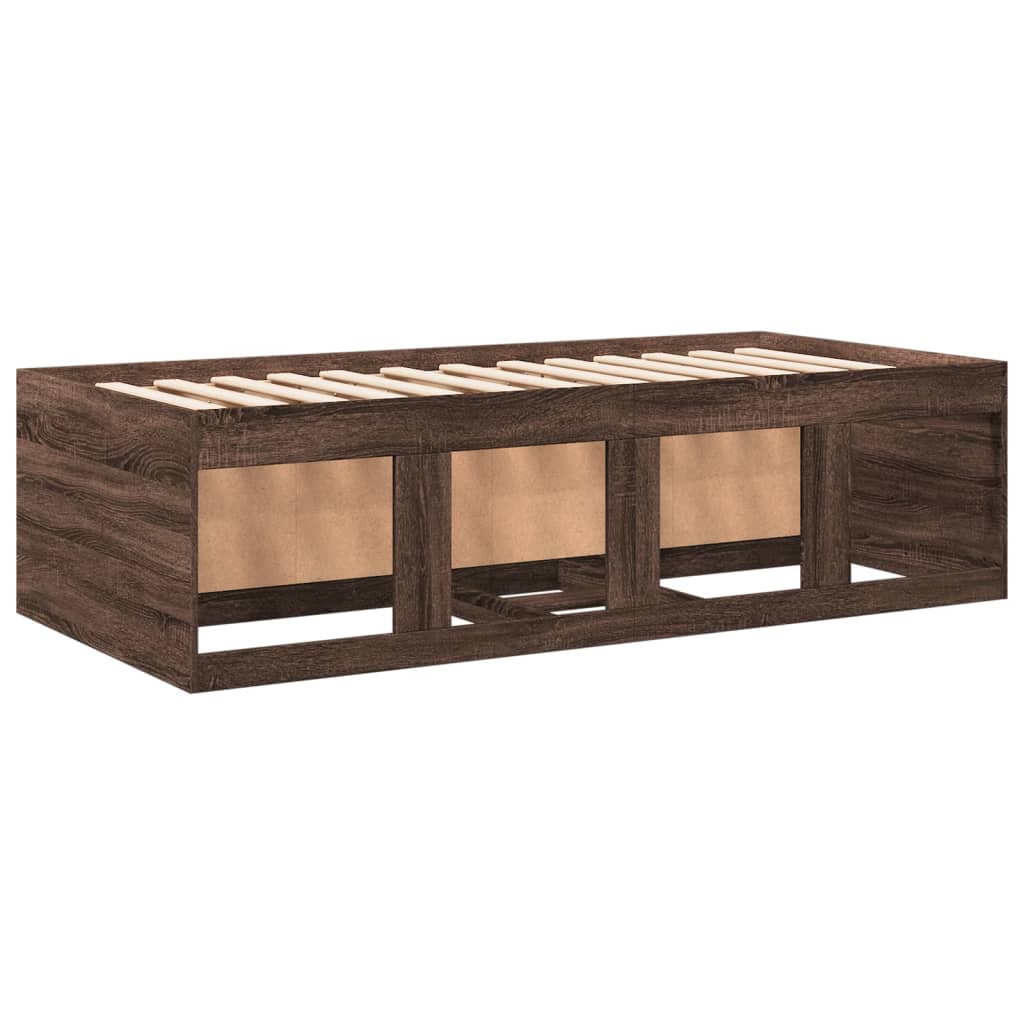 vidaXL Daybed with Drawers without Mattress Brown Oak 100x200 cm