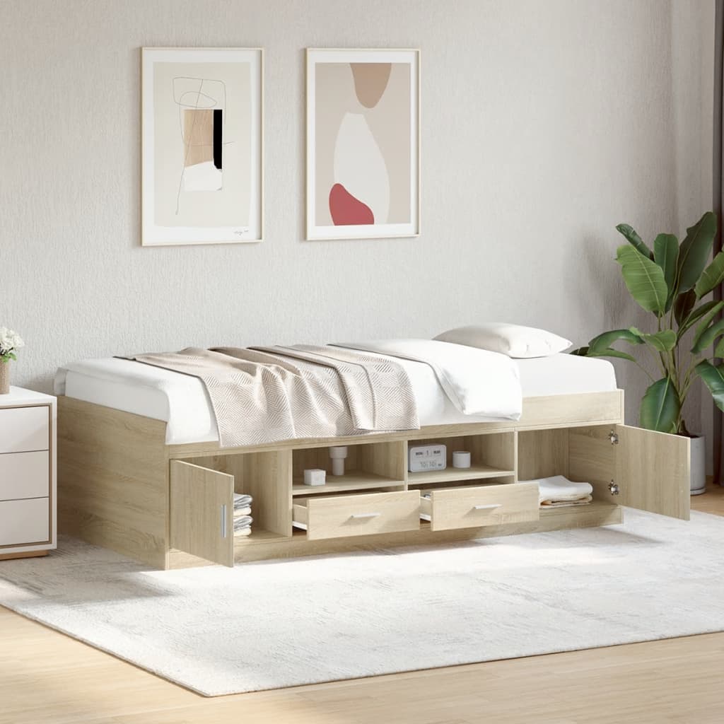 vidaXL Daybed with Drawers without Mattress Sonoma Oak 90x200 cm