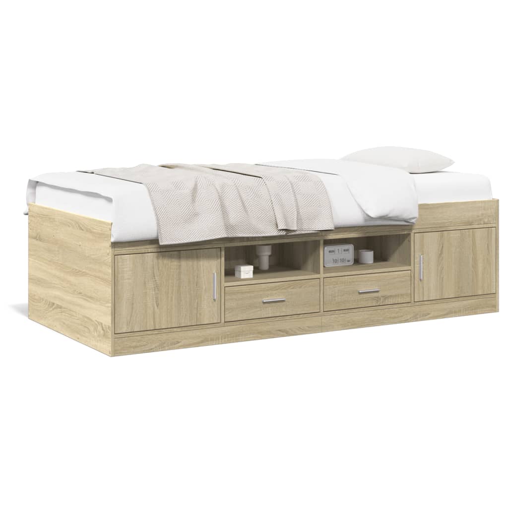 vidaXL Daybed with Drawers without Mattress Sonoma Oak 90x200 cm