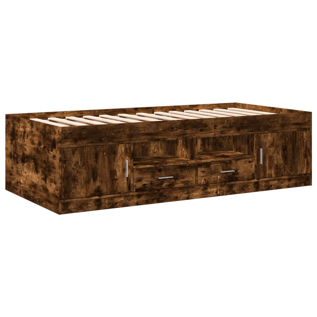 Daybed with Drawers without Mattress Smoked Oak 90x200 cm