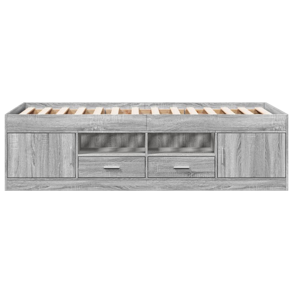 vidaXL Daybed with Drawers without Mattress Grey Sonoma 90x200 cm