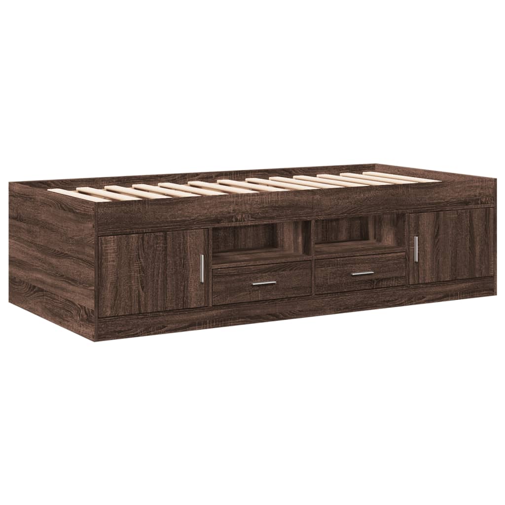 vidaXL Daybed with Drawers without Mattress Brown Oak 90x200 cm