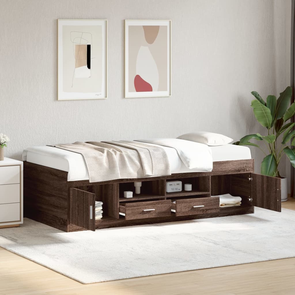 vidaXL Daybed with Drawers without Mattress Brown Oak 90x200 cm