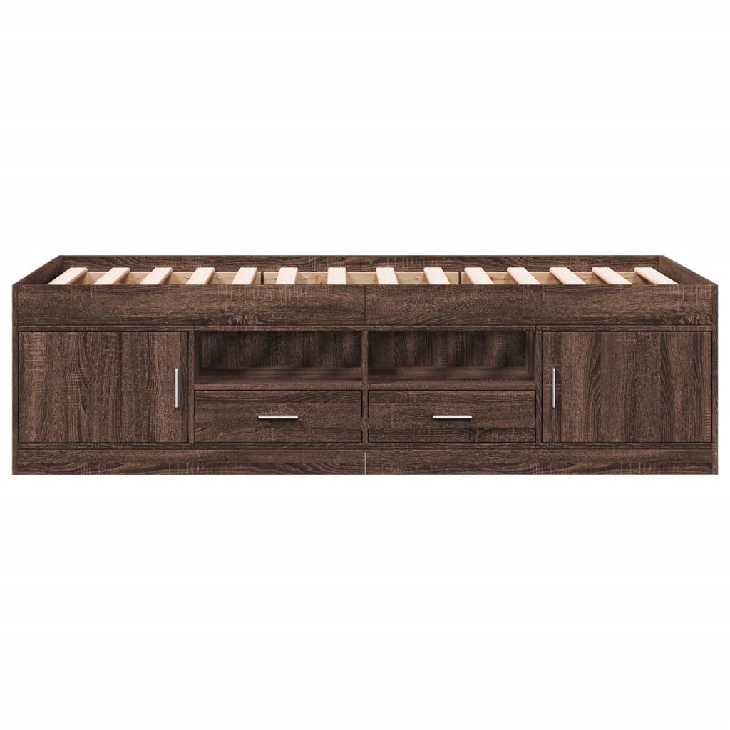 vidaXL Daybed with Drawers without Mattress Brown Oak 90x200 cm