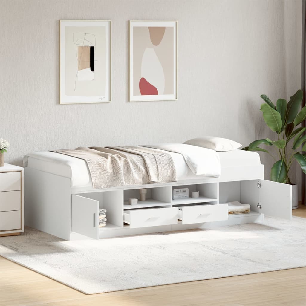 vidaXL Daybed with Drawers without Mattress White 90x190 cm Single