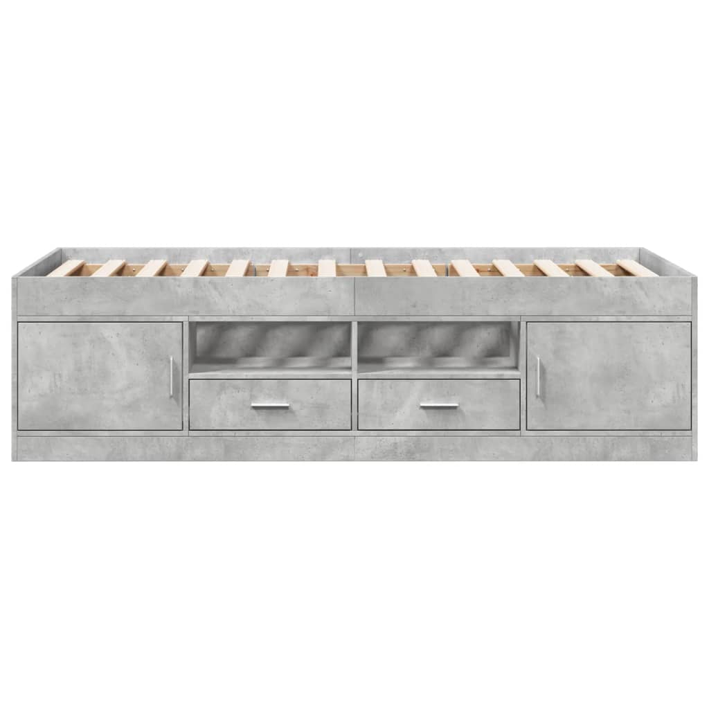 Daybed with Drawers without Mattress Concrete Grey 90x190 cm Single