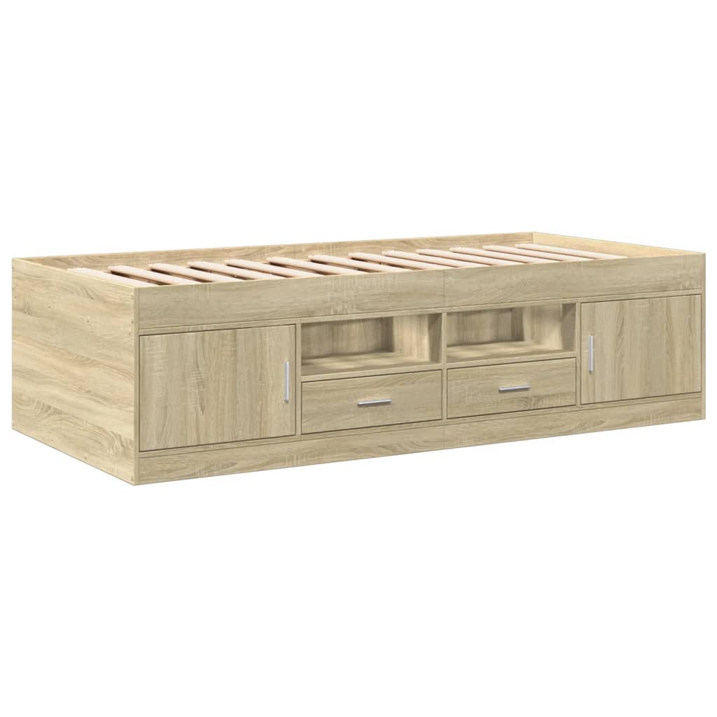 Daybed with Drawers without Mattress Sonoma Oak 75x190 cm Small Single