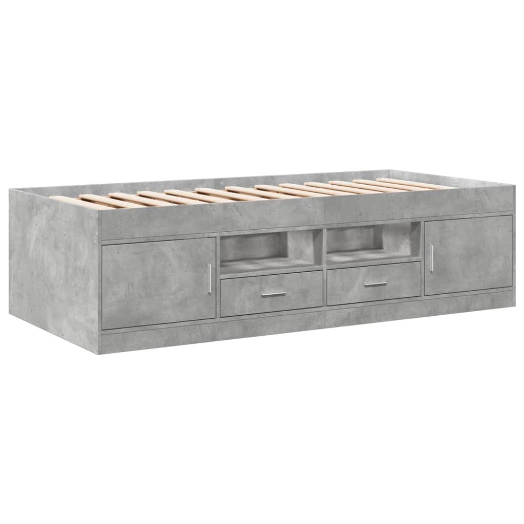 vidaXL Daybed with Drawers without Mattress Concrete Grey 75x190 cm Small Single