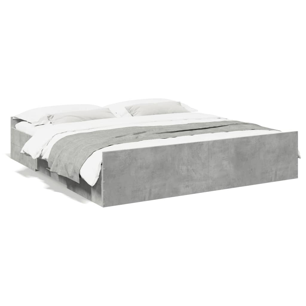 vidaXL Bed Frame with Drawers without Mattress Concrete Grey 200x200 cm