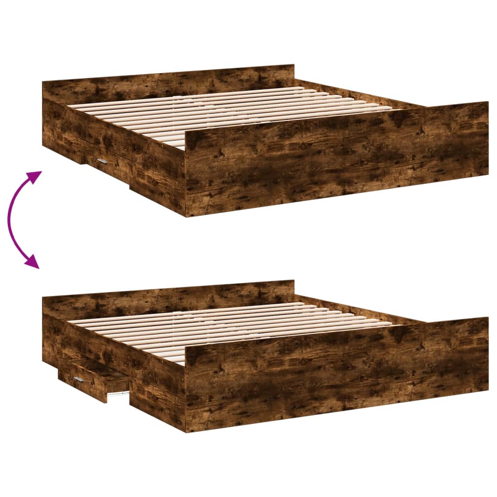 Bed Frame | Smoked Oak | Engineered wood | Double | Bed Frame