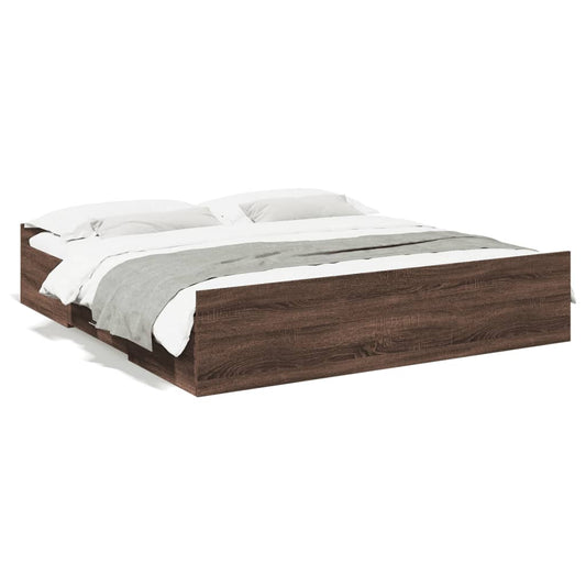 vidaXL Bed Frame with Drawers without Mattress Brown Oak 200x200 cm