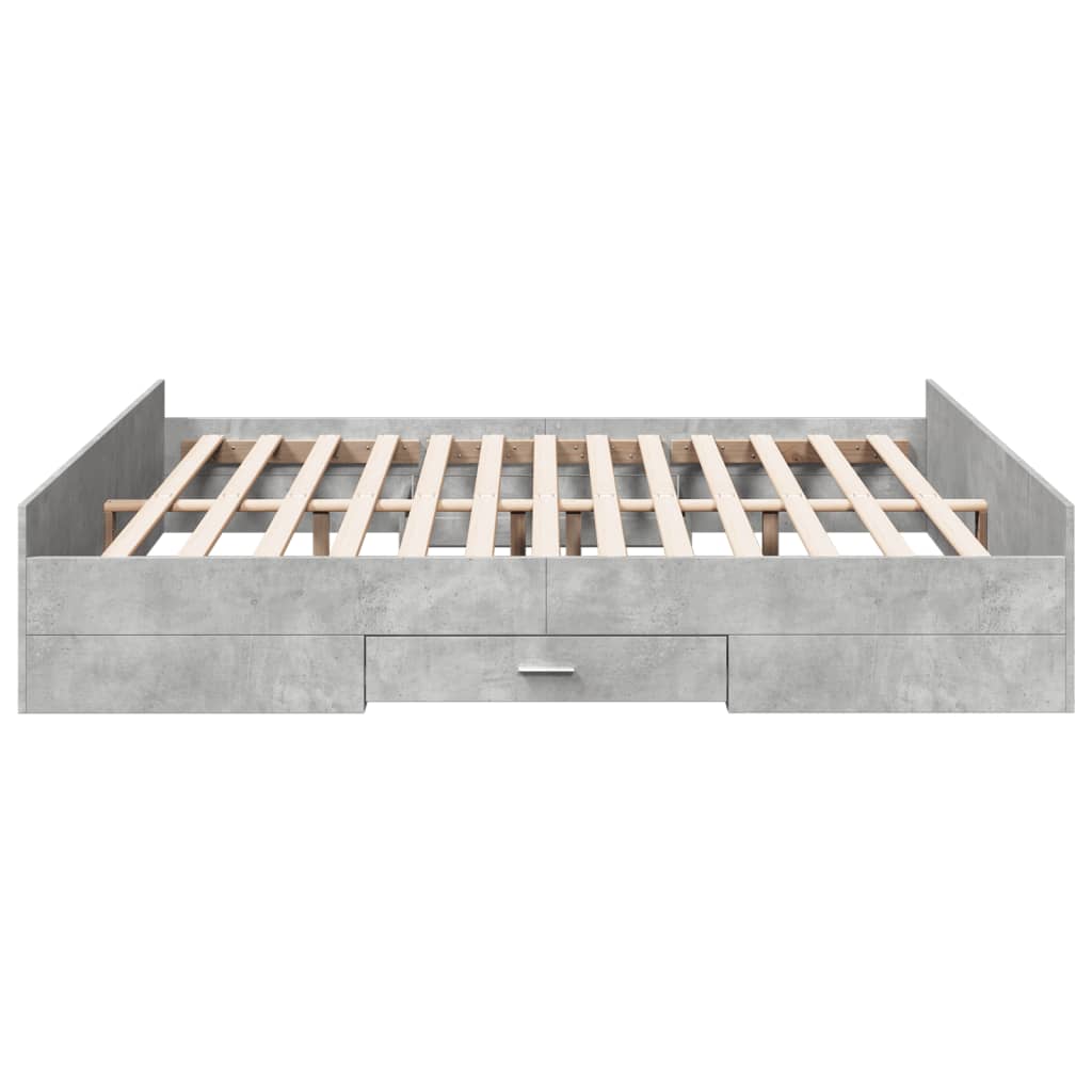 vidaXL Bed Frame with Drawers without Mattress Concrete Grey 180x200 cm Super King