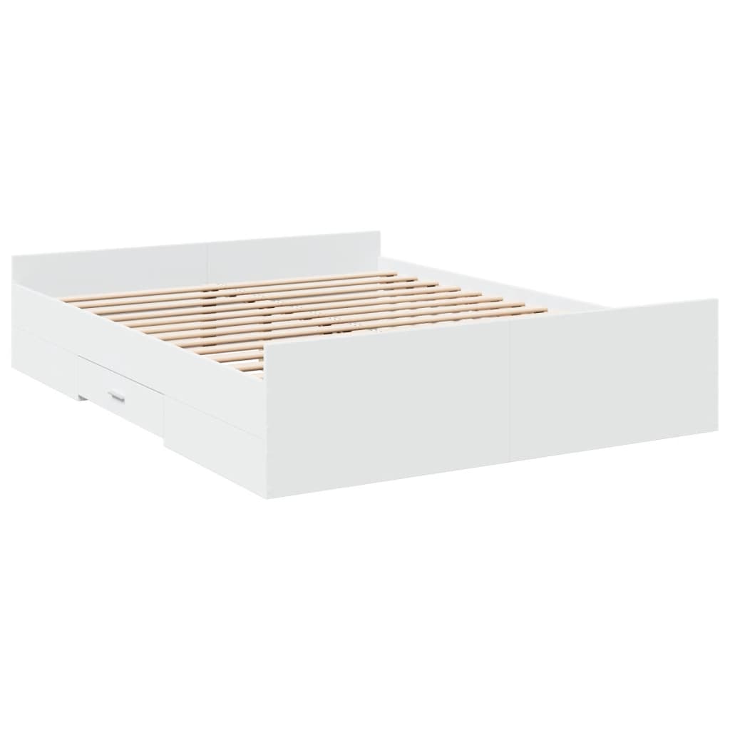 vidaXL Bed Frame with Drawers without Mattress White 160x200 cm