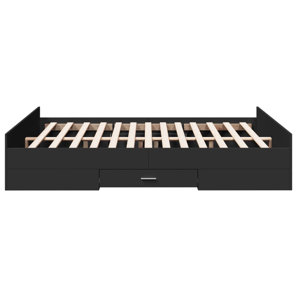 vidaXL Bed Frame with Drawers without Mattress Black 160x200 cm