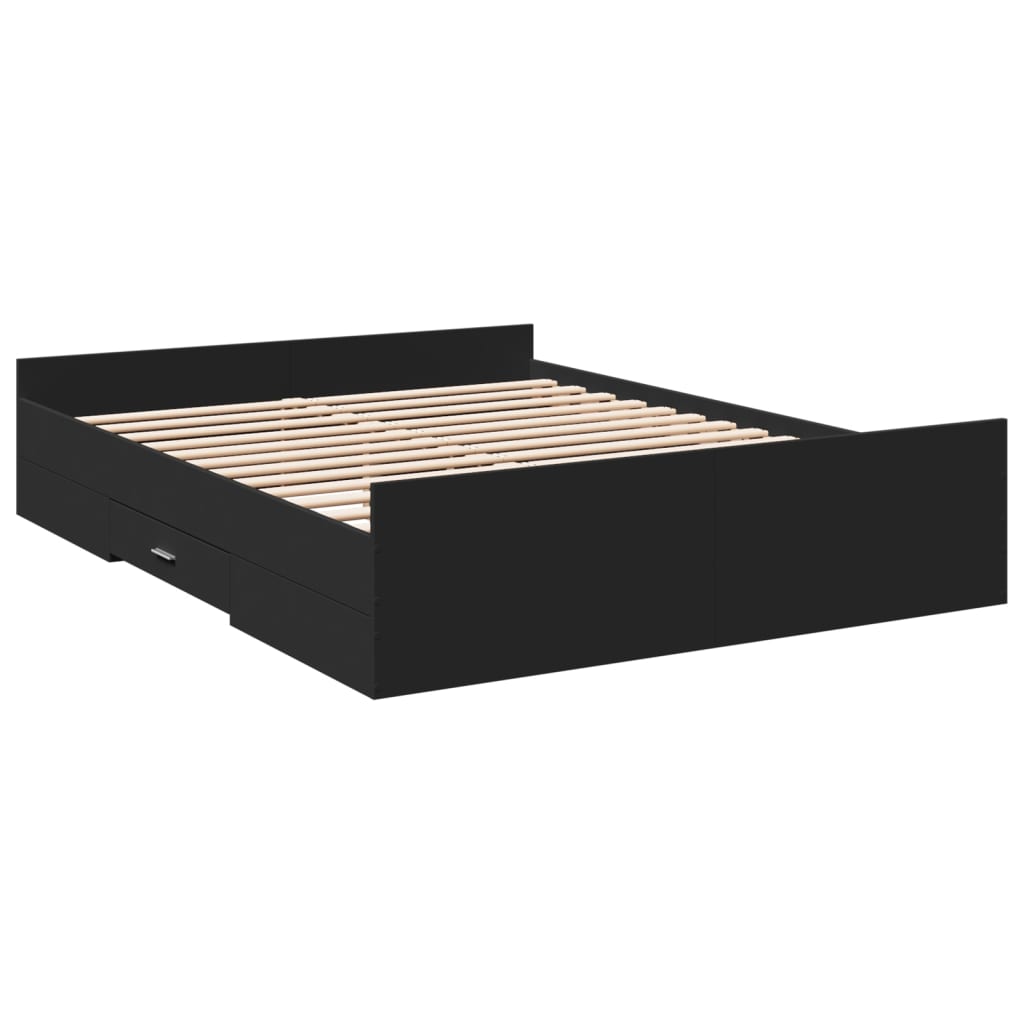 vidaXL Bed Frame with Drawers without Mattress Black 160x200 cm