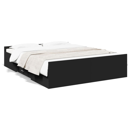 vidaXL Bed Frame with Drawers without Mattress Black 160x200 cm