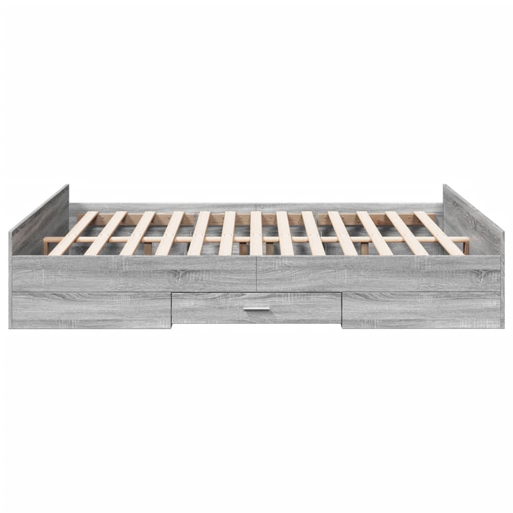 vidaXL Bed Frame with Drawers without Mattress Grey Sonoma 160x200 cm