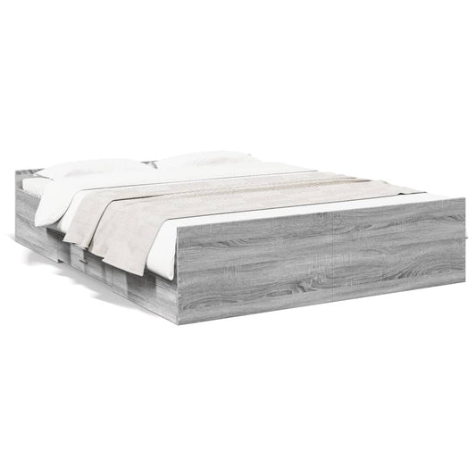 vidaXL Bed Frame with Drawers without Mattress Grey Sonoma 160x200 cm