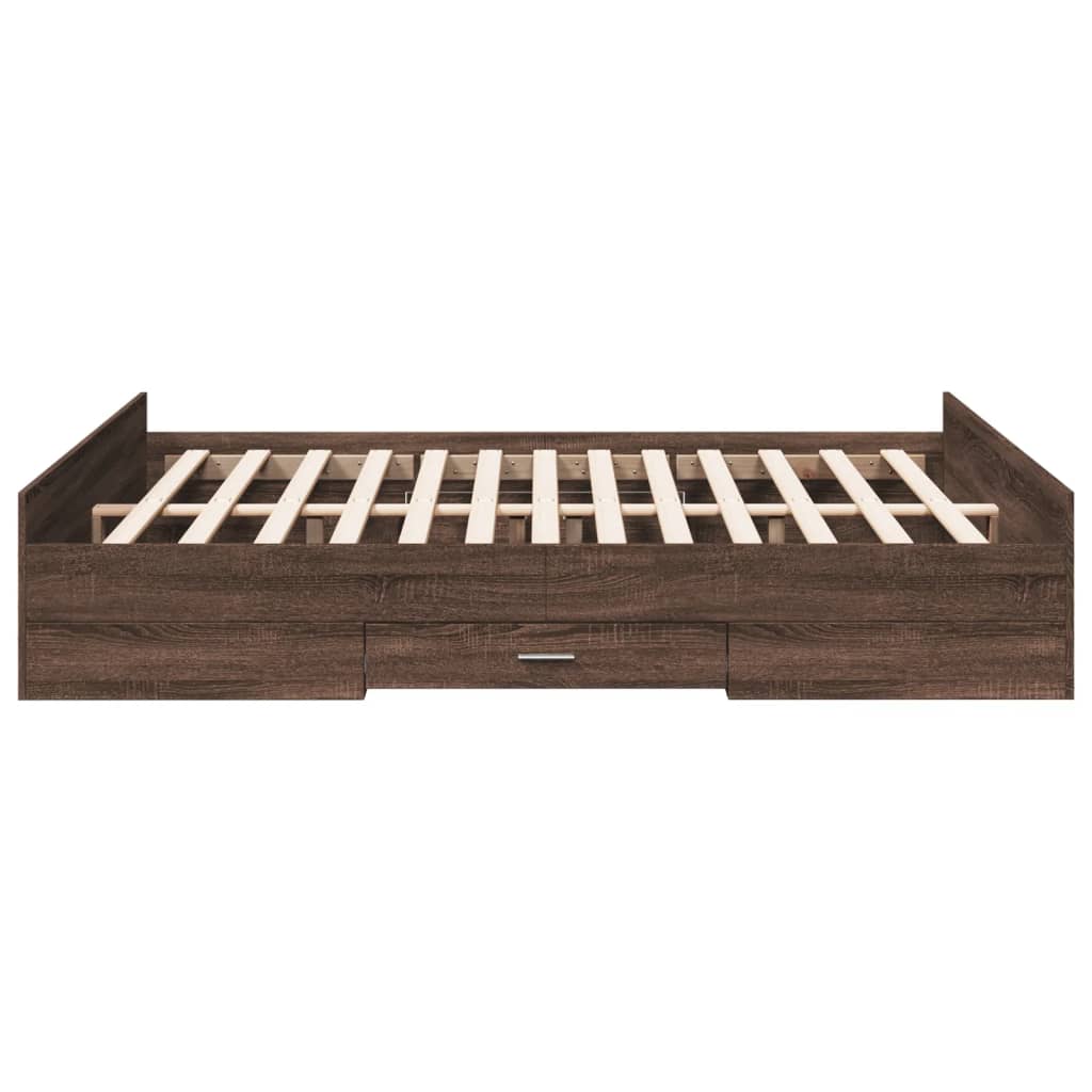 vidaXL Bed Frame with Drawers without Mattress Brown Oak 160x200 cm