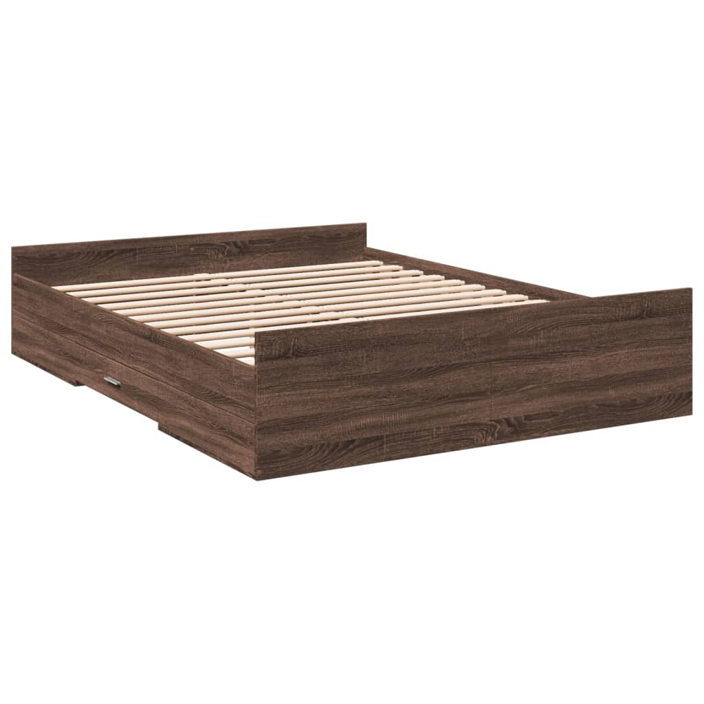 vidaXL Bed Frame with Drawers without Mattress Brown Oak 160x200 cm