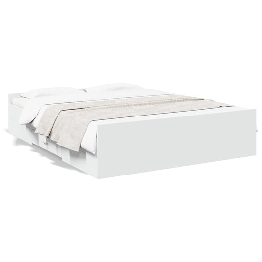 vidaXL Bed Frame with Drawers without Mattress White 150x200 cm King Size