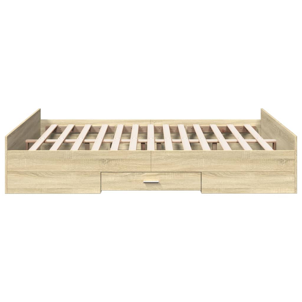 vidaXL Bed Frame with Drawers without Mattress Sonoma Oak 150x200 cm King Size