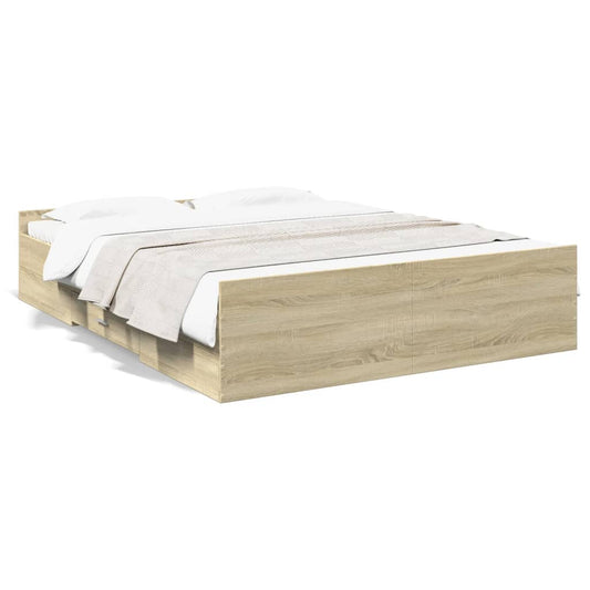 vidaXL Bed Frame with Drawers without Mattress Sonoma Oak 150x200 cm King Size